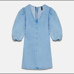 Zara Denim Dress with Balloon Sleeves